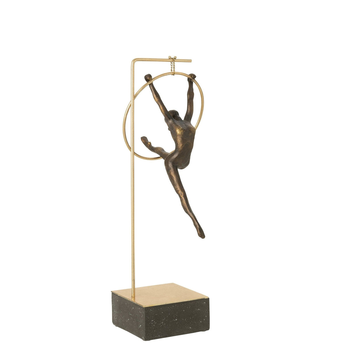 Beeld Gymnast Hoepel Beta van J-Line, beeld van een gymnast met hoepel in zwart met goud