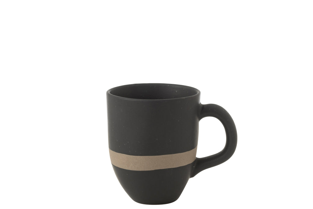 Beker Keramiek Zwart/Taupe J-Line - Kopje - J-Line - livinglovely.nl