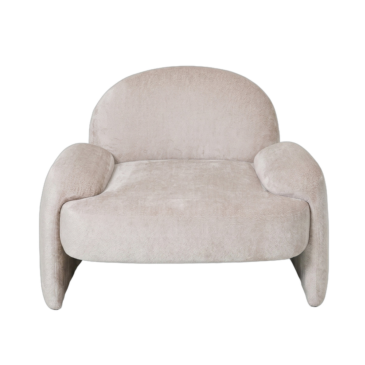 Beni Fauteuil Aphrodite Crème Met Poten van PTMD, vooraanzicht van de crème fauteuil op poten