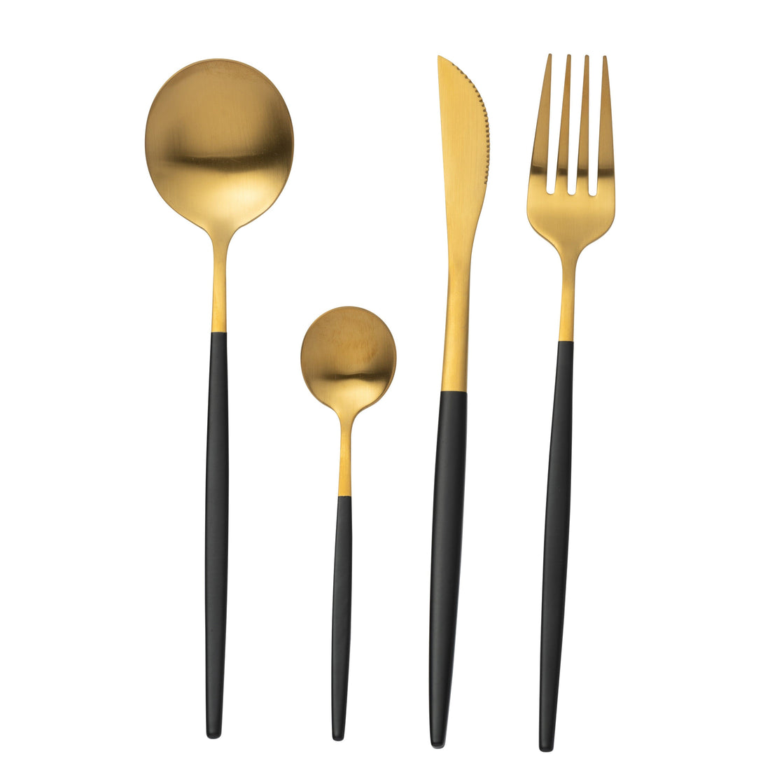 Bestekset Box A 24 Stuks Roestvrij Staal Goud Zwart J-Line - Bestekset - J-Line - livinglovely.nl