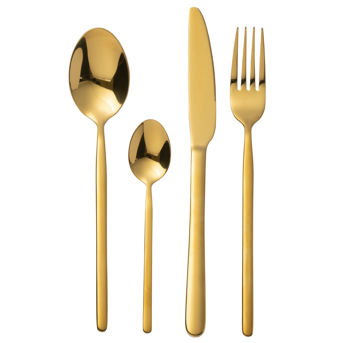 Bestekset Box B 24 Stuks Roestvrij Staal Glimmend Goud J-Line - Bestekset - J-Line - livinglovely.nl