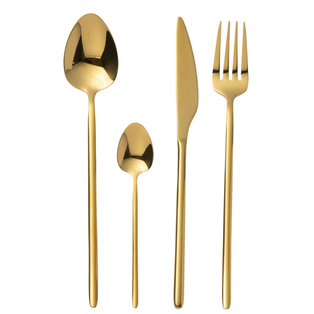 Bestekset Box C 24 Stuks Roestvrij Staal Glimmend Goud J-Line - Bestekset - J-Line - livinglovely.nl