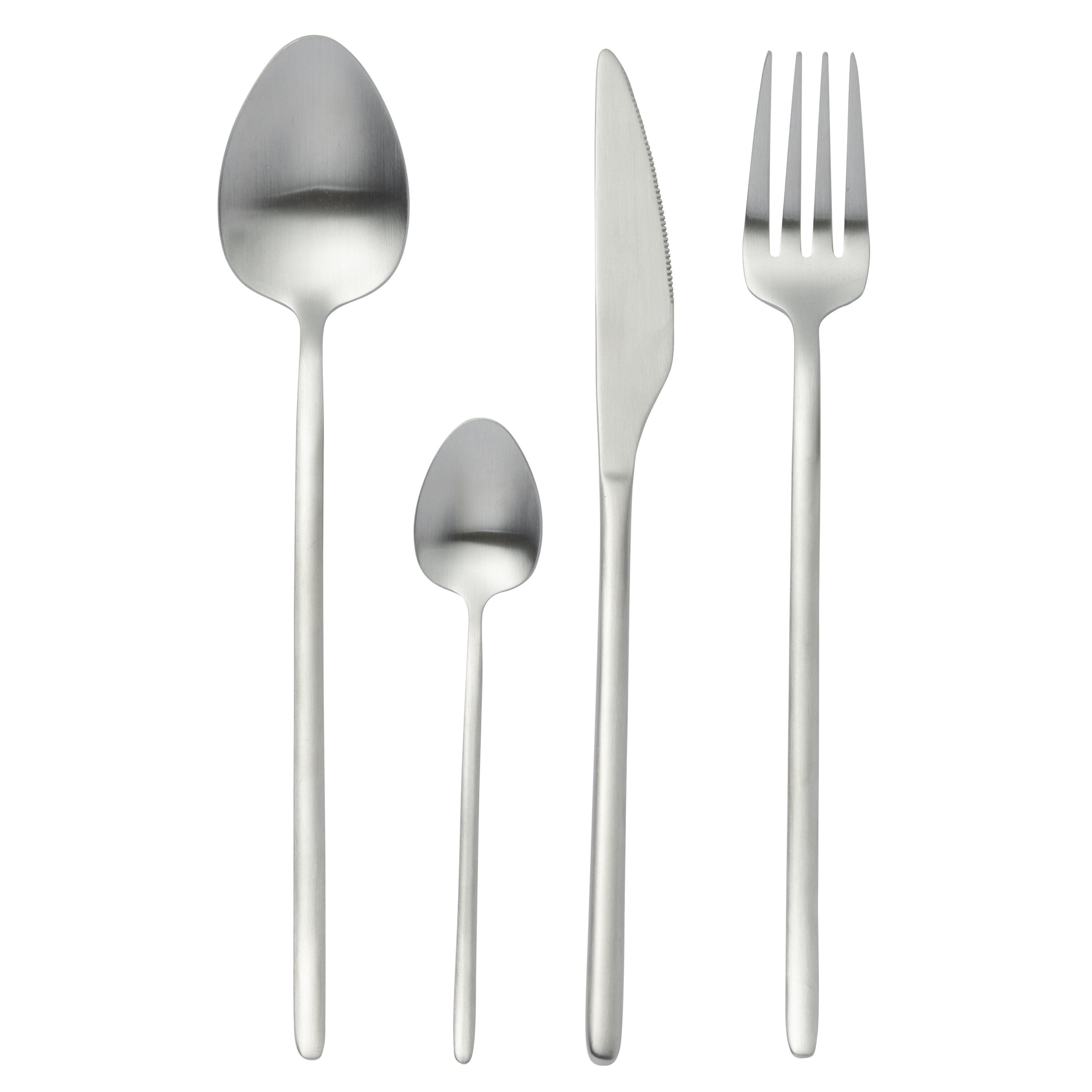 Bestekset Box C 24 Stuks Roestvrij Staal Mat Zilver J-Line - Bestekset - J-Line - livinglovely.nl