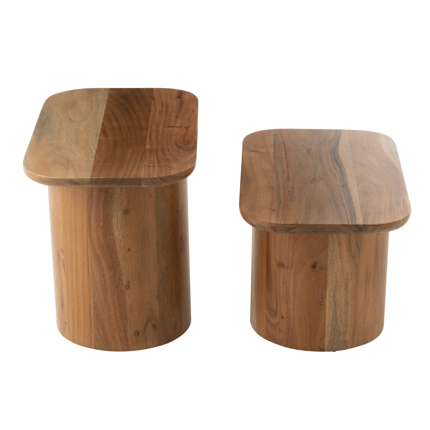 Bijzettafel Acacia Hout Nature Set van 2 - Bijzettafel - J-Line - livinglovely.nl