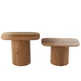 Bijzettafel Acacia Hout Nature Set van 2 - Bijzettafel - J-Line - livinglovely.nl