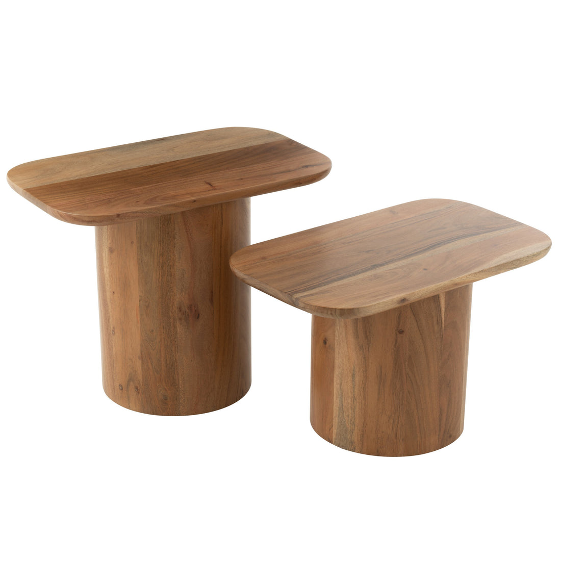Bijzettafel Acacia Hout Nature Set van 2 - Bijzettafel - J-Line - livinglovely.nl