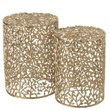Bijzettafel Aluminium Goudkleurig Set van 2 - Bijzettafel - J-Line - livinglovely.nl