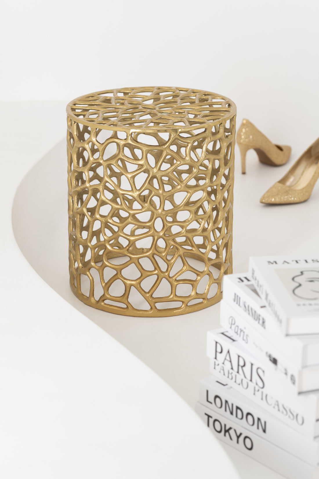 Bijzettafel Aluminium Goudkleurig Set van 2 - Bijzettafel - J-Line - livinglovely.nl