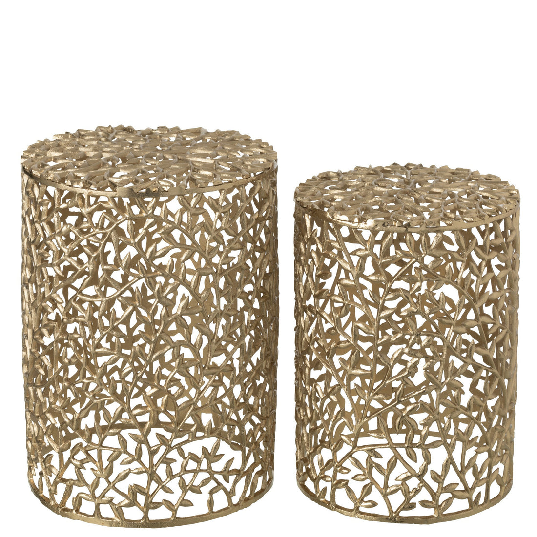 Bijzettafel Aluminium Goudkleurig Set van 2 - Bijzettafel - J-Line - livinglovely.nl