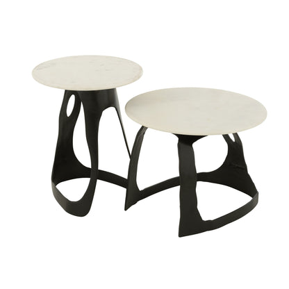 Bijzettafel Aluminium/Steen Zwart/Wit Small J-Line