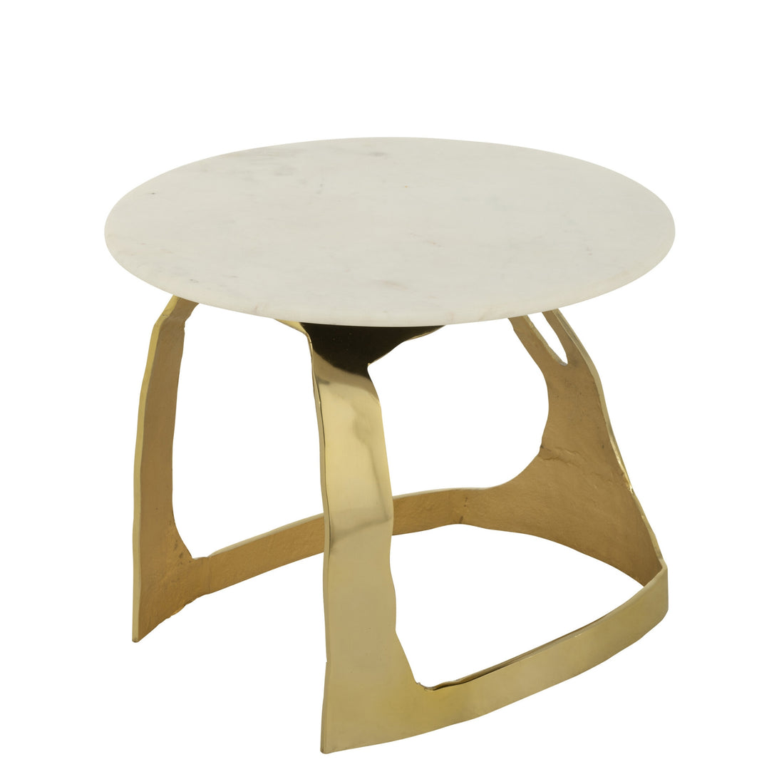 Bijzettafel Aluminium/Steen Goudkleurig/Wit Set van 2 J-Line - Bijzettafel - J-Line - livinglovely.nl