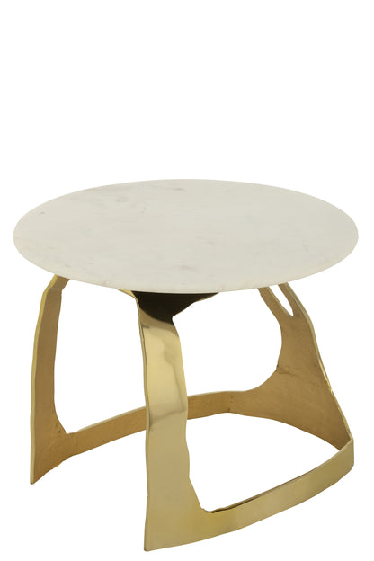 Bijzettafel Aluminium/Steen Goudkleurig/Wit Small J-Line - Bijzettafel - J-Line - livinglovely.nl