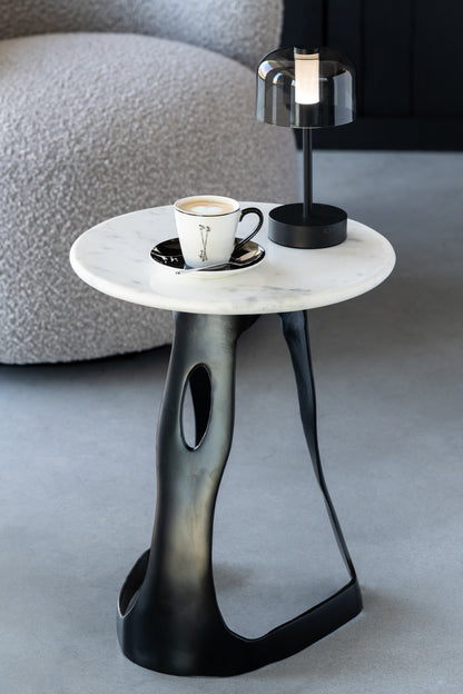 Bijzettafel Aluminium/Steen Zwart/Wit Large J-Line - Bijzettafel - J-Line - livinglovely.nl