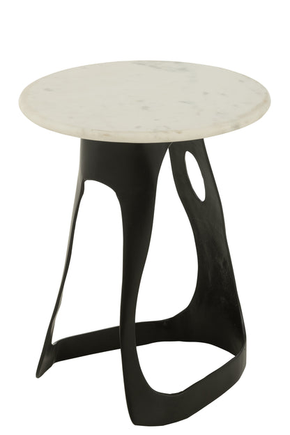 Bijzettafel Aluminium/Steen Zwart/Wit Set van 2 J-Line - Bijzettafel - J-Line - livinglovely.nl
