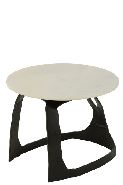 Bijzettafel Aluminium/Steen Zwart/Wit Small J-Line - Bijzettafel - J-Line - livinglovely.nl