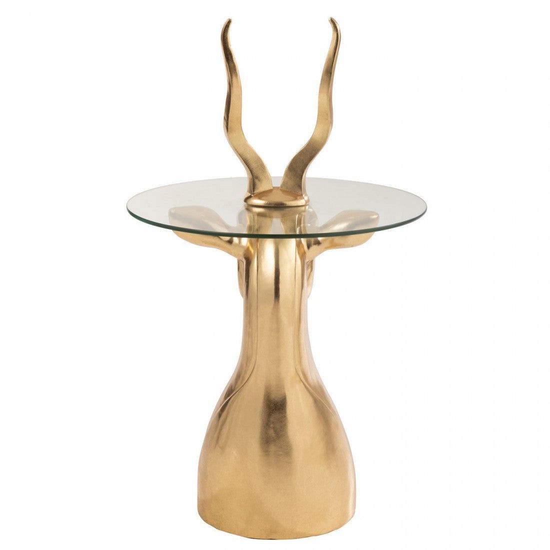 Bijzettafel Antilope Resin/Glas Goud - Bijzettafel - J-Line - livinglovely.nl