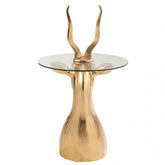 Bijzettafel Antilope Resin/Glas Goud - Bijzettafel - J-Line - livinglovely.nl