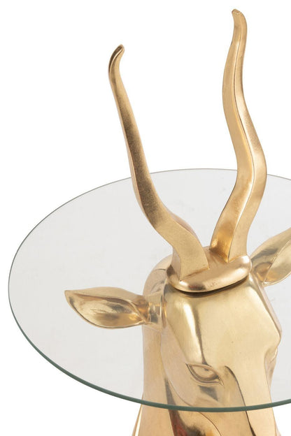 Bijzettafel Antilope Resin/Glas Goud - Bijzettafel - J-Line - livinglovely.nl