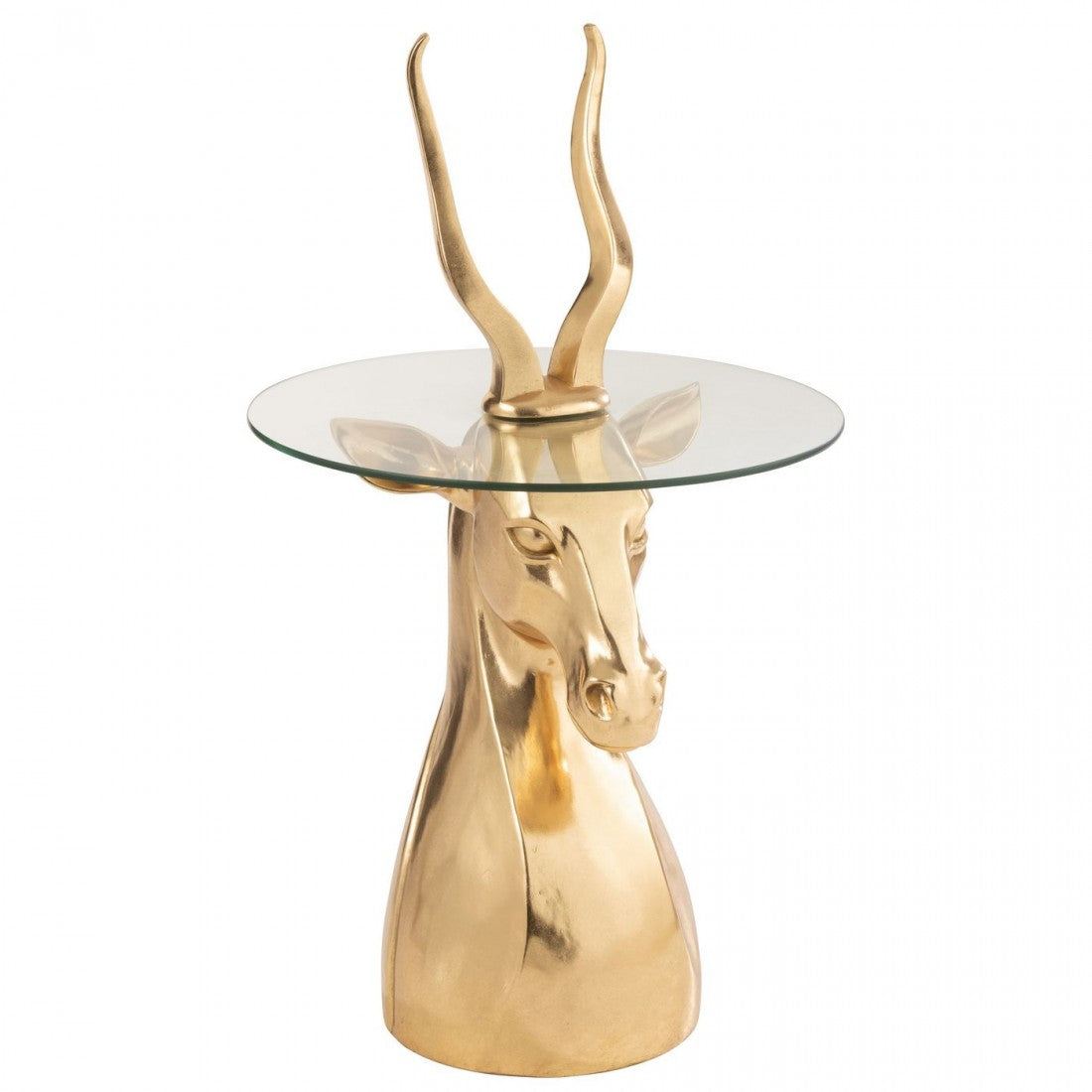 Bijzettafel Antilope Resin/Glas Goud - Bijzettafel - J-Line - livinglovely.nl