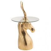 Bijzettafel Antilope Resin/Glas Goud - Bijzettafel - J-Line - livinglovely.nl
