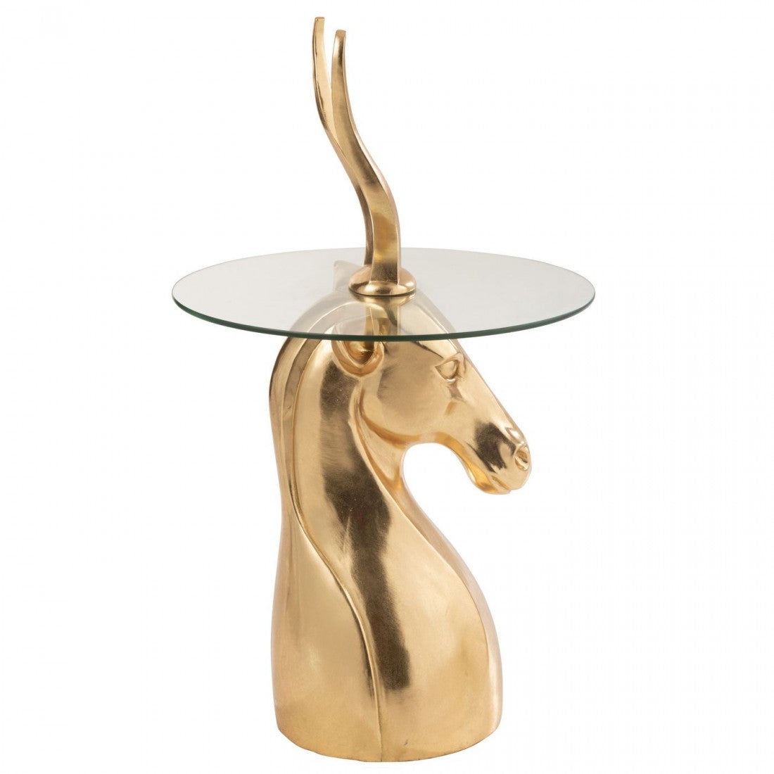 Bijzettafel Antilope Resin/Glas Goud - Bijzettafel - J-Line - livinglovely.nl