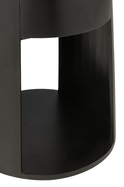 Bijzettafel Drawn Mango Hout/Mdf Zwart - Bijzettafel - J-Line - livinglovely.nl