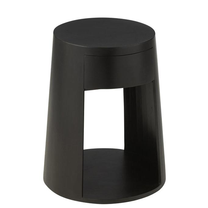 Bijzettafel Drawn Mango Hout/Mdf Zwart - Bijzettafel - J-Line - livinglovely.nl