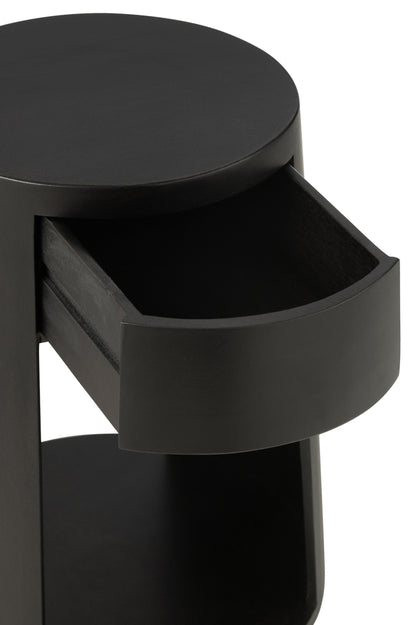 Bijzettafel Drawn Mango Hout/Mdf Zwart - Bijzettafel - J-Line - livinglovely.nl