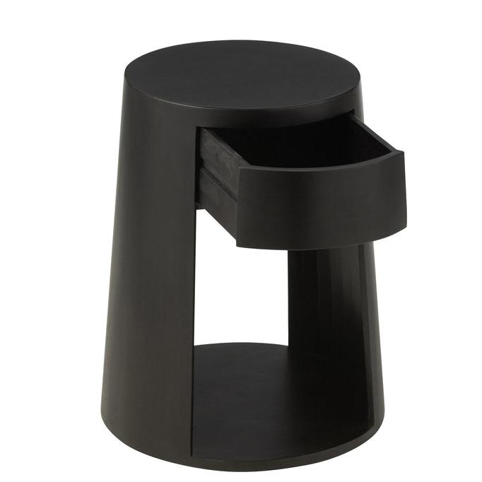 Bijzettafel Drawn Mango Hout/Mdf Zwart - Bijzettafel - J-Line - livinglovely.nl