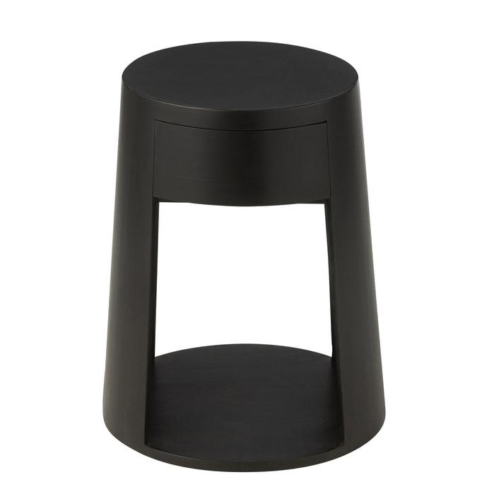 Bijzettafel Drawn Mango Hout/Mdf Zwart - Bijzettafel - J-Line - livinglovely.nl