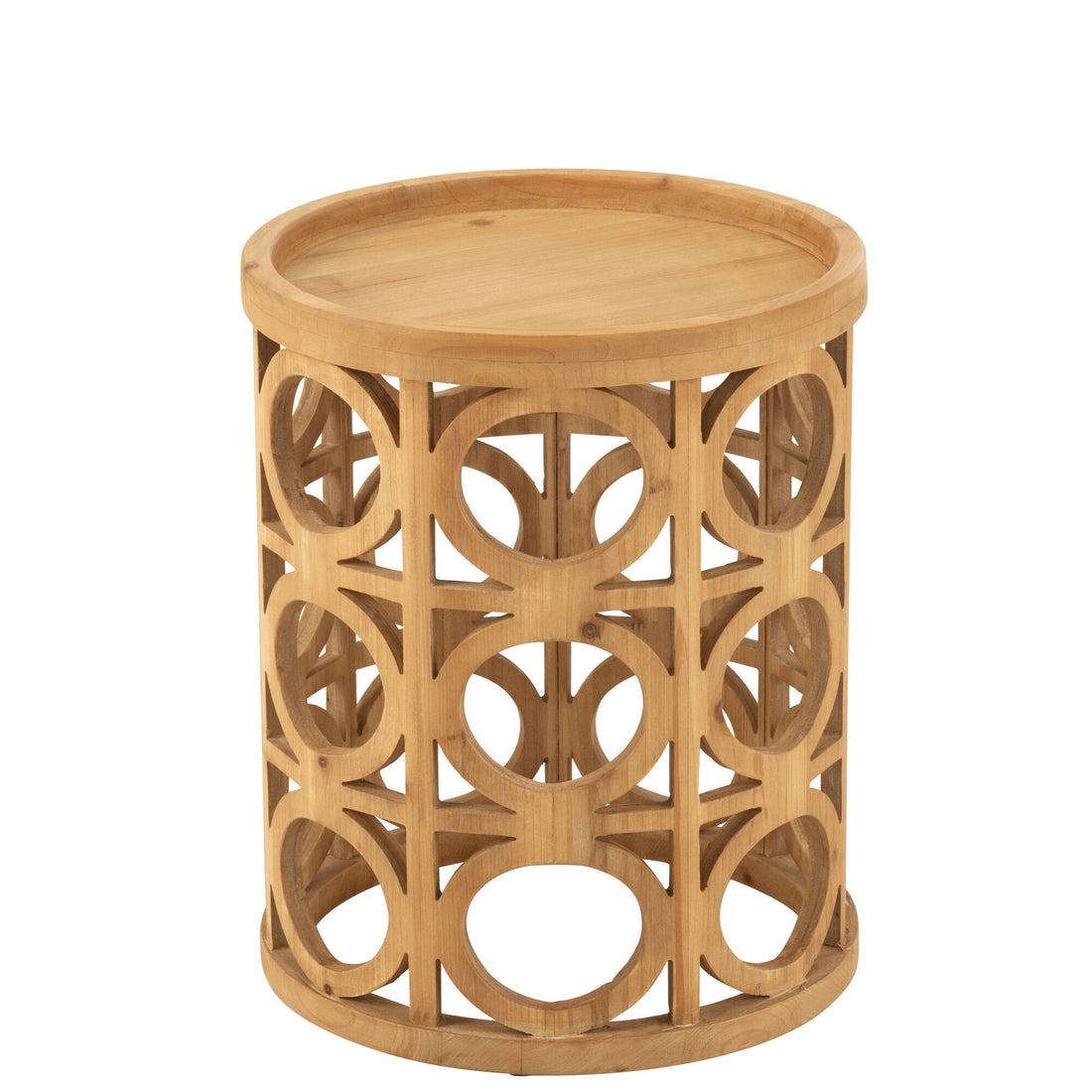 Bijzettafel Gekerfd Sparhout/Mdf Naturel - Bijzettafel - J-Line - livinglovely.nl