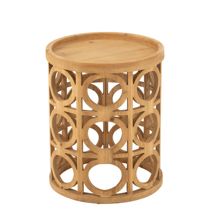 Bijzettafel Gekerfd Sparhout/Mdf Naturel - Bijzettafel - J-Line - livinglovely.nl