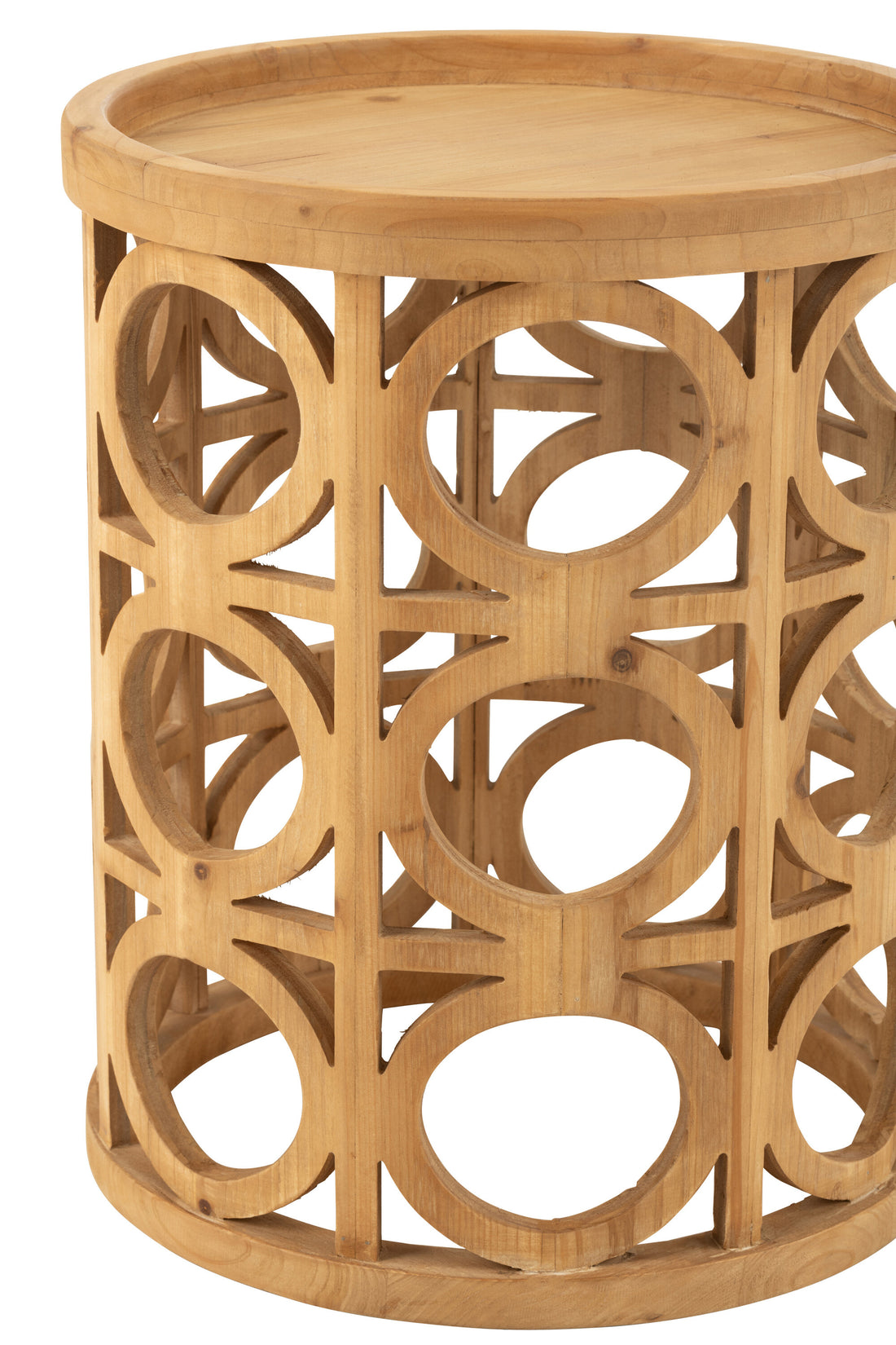 Bijzettafel Gekerfd Sparhout/Mdf Naturel - Bijzettafel - J-Line - livinglovely.nl