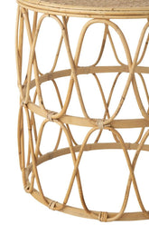 Bijzettafel Golf Patroon Rotan Naturel Set van 2 - Bijzettafel - J-Line - livinglovely.nl