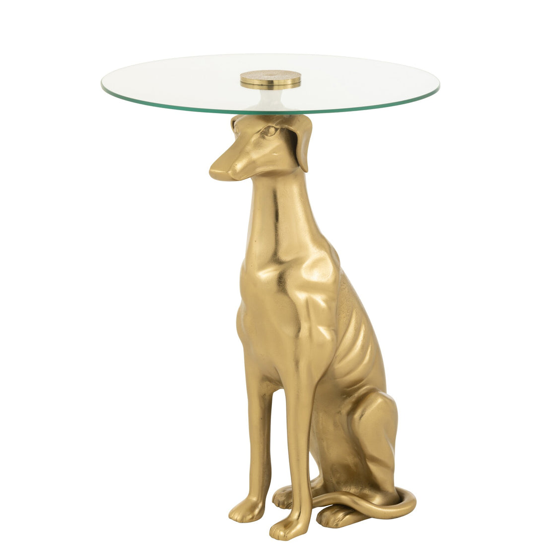 Beistelltisch Hund Aluminium/Glas Gold J-Line