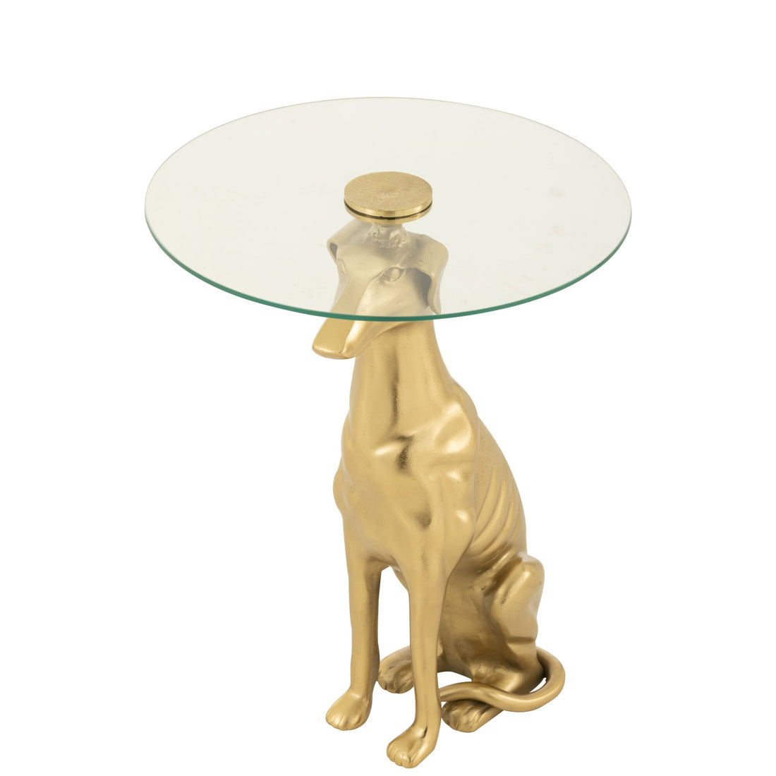 Beistelltisch Hund Aluminium/Glas Gold J-Line