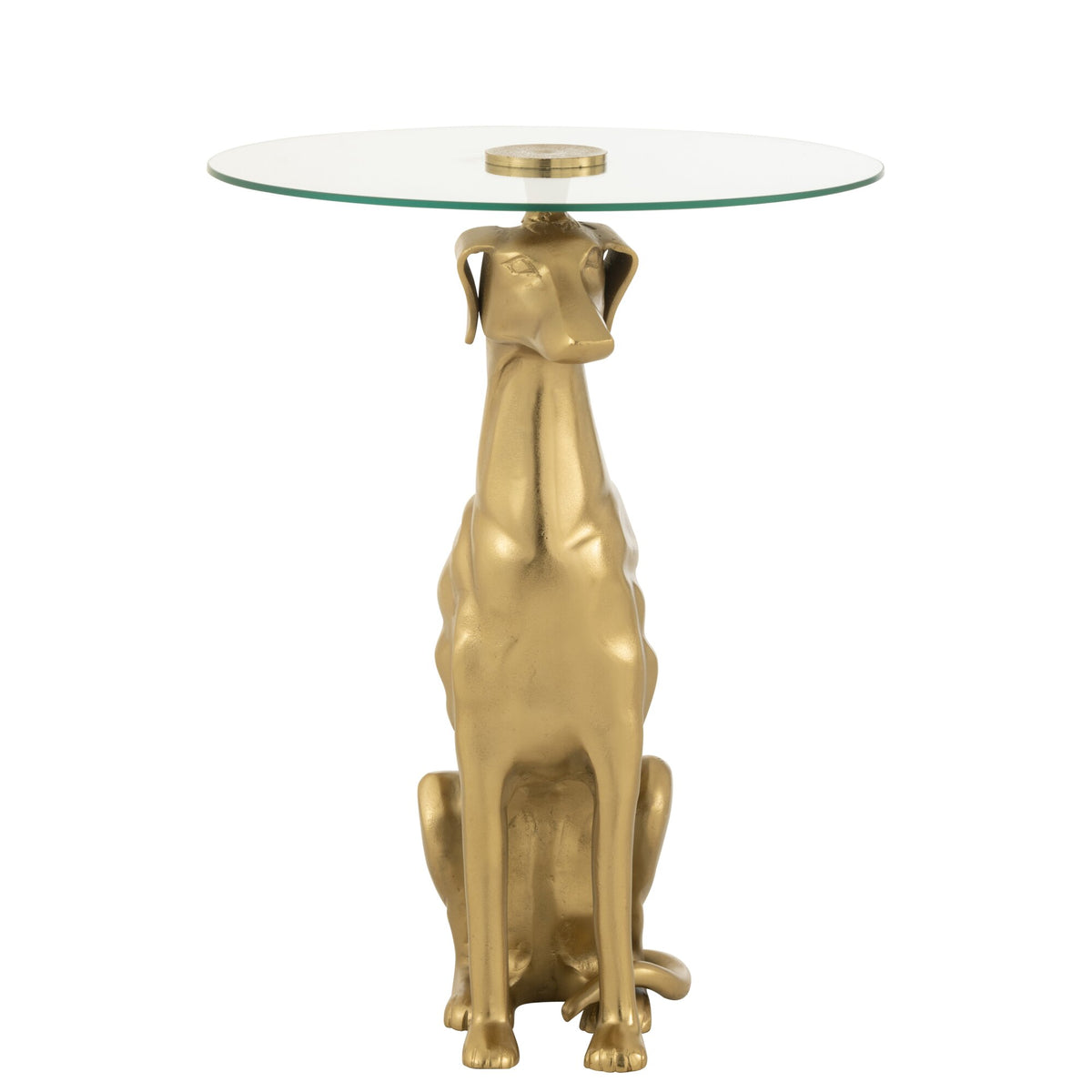 Bijzettafel Hond Aluminium/Glas Goud J-Line