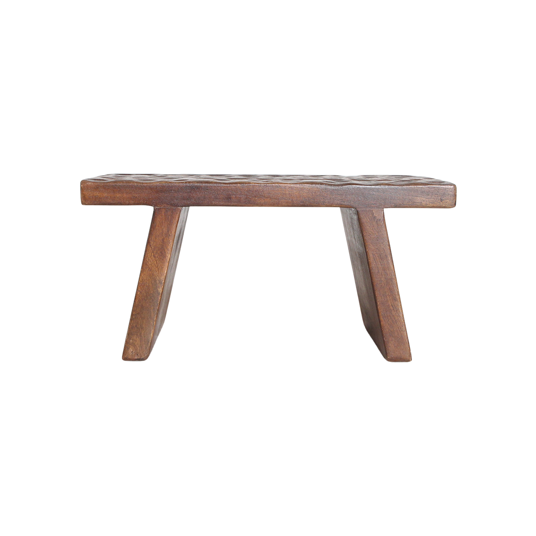 Bijzettafel/Kruk Bruin Mangohout van Raw Materials, bovenaanzicht van het ovale zitvlak