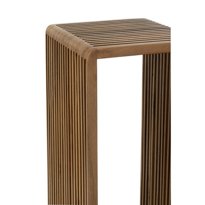 Bijzettafel Kubus Gerecycleerd Teak Naturel Set van 2 - Zuil - J-Line - livinglovely.nl