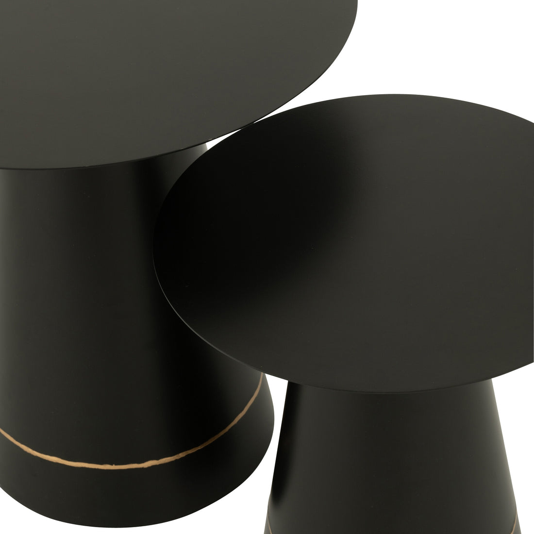 Bijzettafel Metaal Zwart/Goudkleurig Set van 2 J-Line - Bijzettafel - J-Line - livinglovely.nl