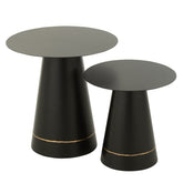 Bijzettafel Metaal Zwart/Goudkleurig Set van 2 J-Line - Bijzettafel - J-Line - livinglovely.nl