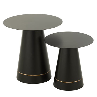 Bijzettafel Metaal Zwart/Goudkleurig Set van 2 J-Line - Bijzettafel - J-Line - livinglovely.nl