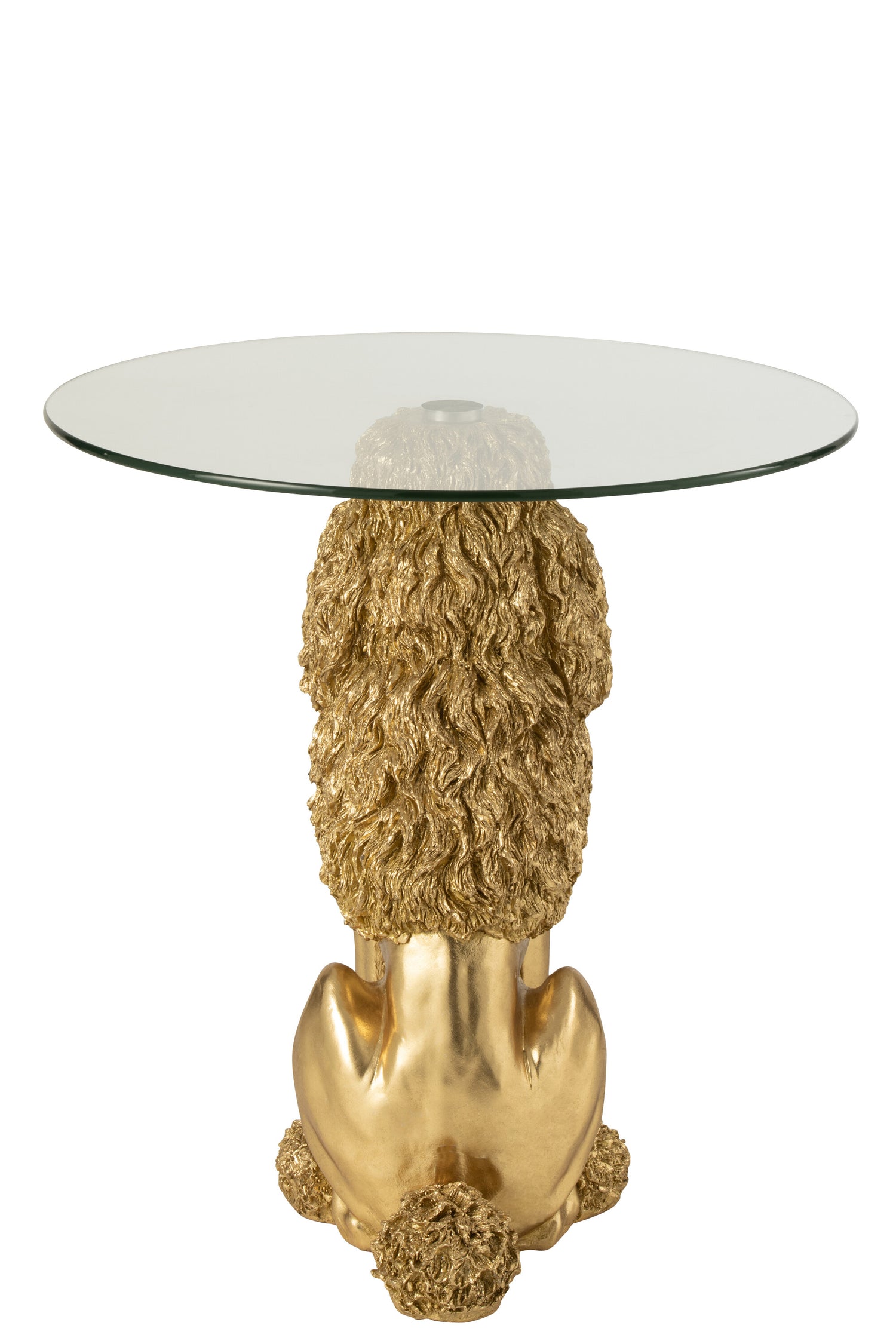 Bijzettafel Poedel Rond Polyresin Goudkleurig - Bijzettafel - J-Line - livinglovely.nl