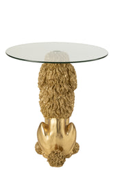 Bijzettafel Poedel Rond Polyresin Goudkleurig - Bijzettafel - J-Line - livinglovely.nl