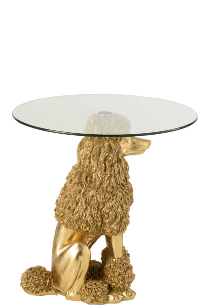 Bijzettafel Poedel Rond Polyresin Goudkleurig - Bijzettafel - J-Line - livinglovely.nl