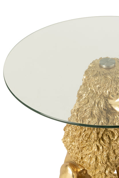 Bijzettafel Poedel Rond Polyresin Goudkleurig - Bijzettafel - J-Line - livinglovely.nl