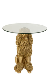 Bijzettafel Poedel Rond Polyresin Goudkleurig - Bijzettafel - J-Line - livinglovely.nl