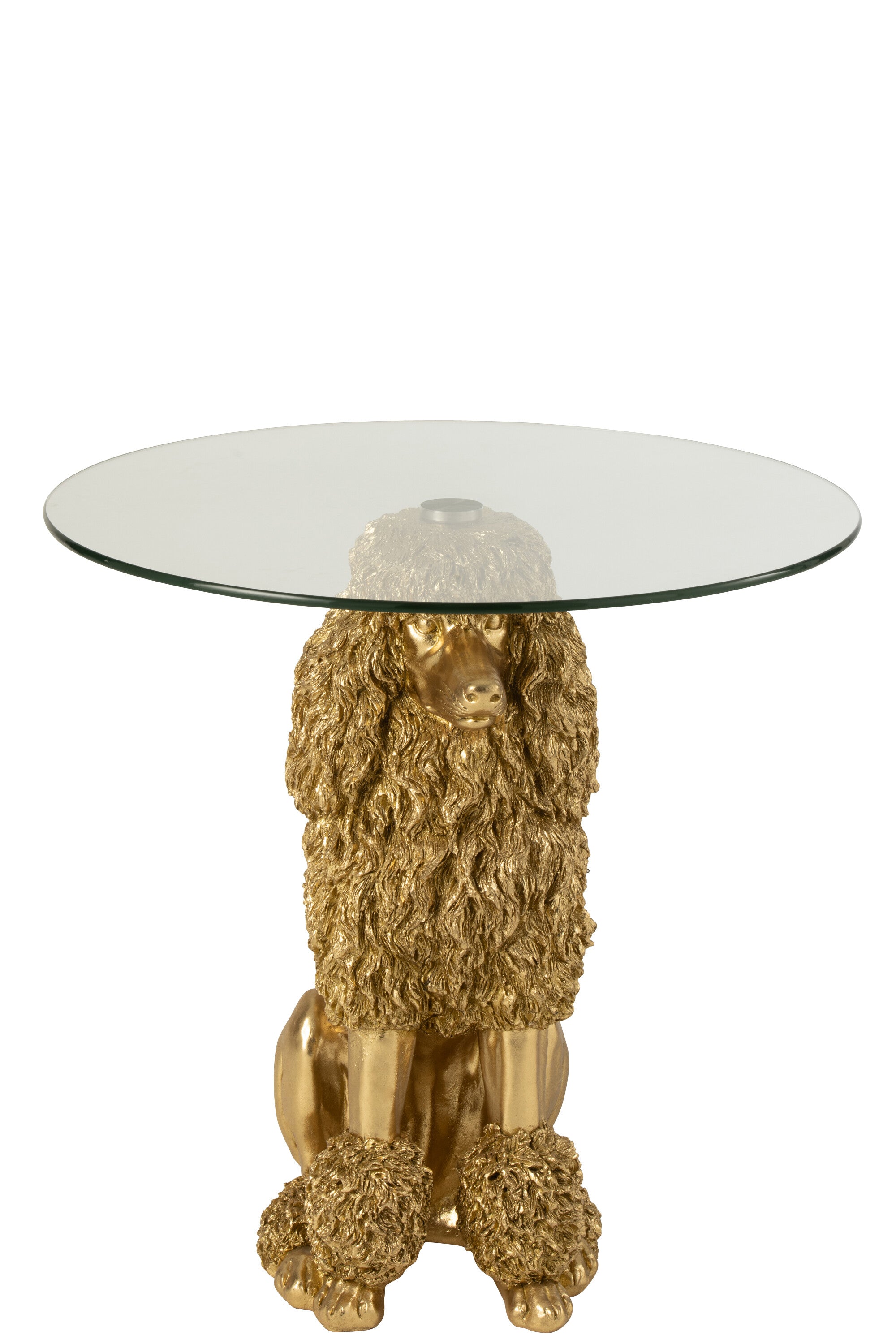 Bijzettafel Poedel Rond Polyresin Goudkleurig - Bijzettafel - J-Line - livinglovely.nl