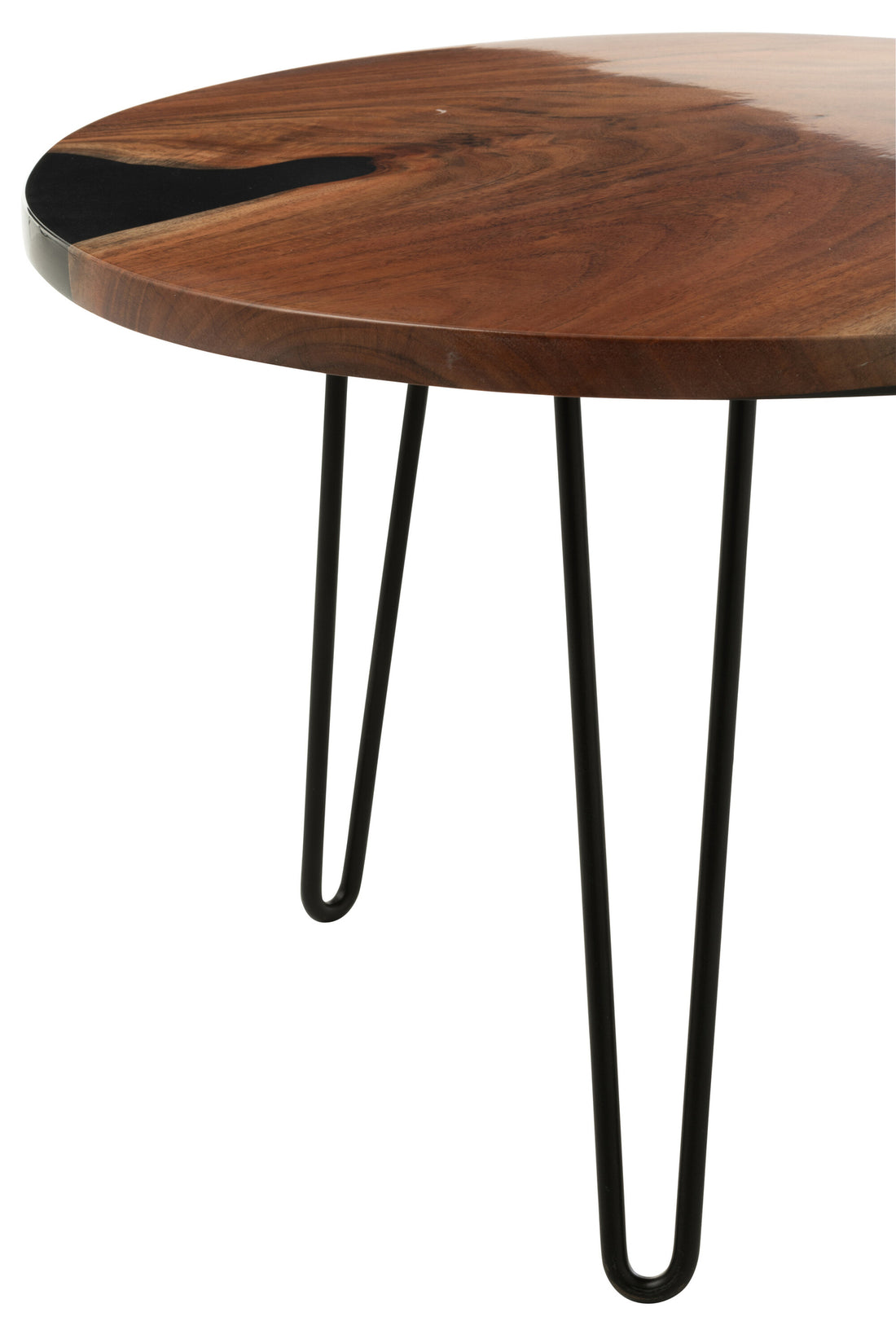Bijzettafel Rond Acacia Hout/Epoxyhars Naturel/Zwart - Bijzettafel - J-Line - livinglovely.nl
