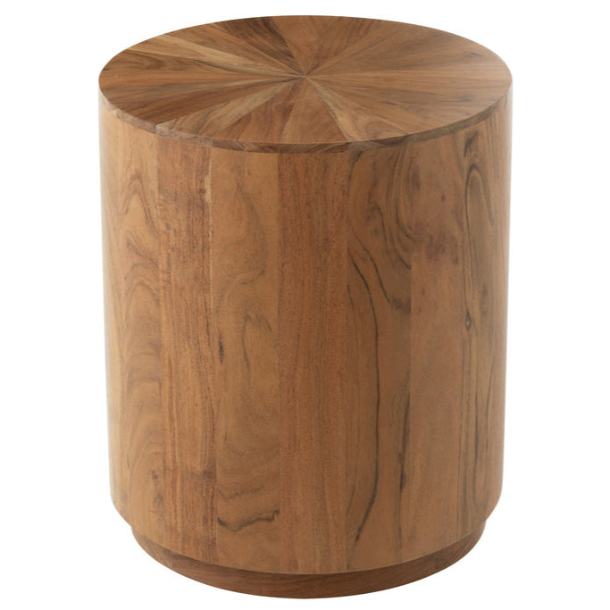 Bijzettafel Rond Acacia Hout/Mdf Naturel - Bijzettafel - J-Line - livinglovely.nl